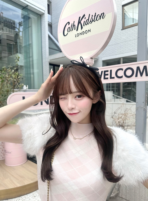 アーガイルチェック柄ファースリーブニットトップス