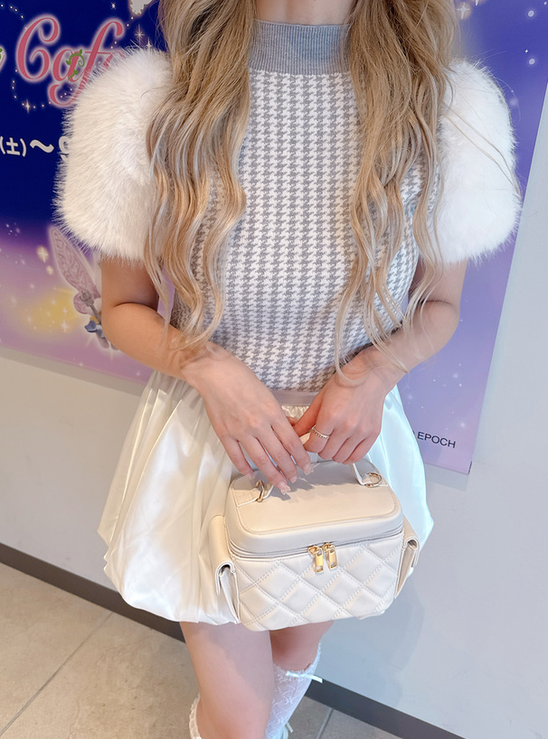 Lumignon ルミニョン 千鳥柄 半袖 ニット ファー Lumignon original ♡ Houndstooth fur knit - メルカリ