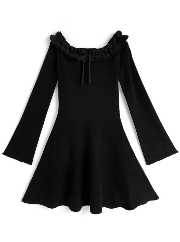 オフショルダーフリルニットミニワンピース[tu1715