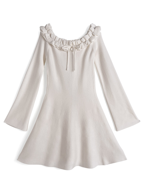 オフショルダーフリルニットミニワンピース[tu1715] | レディース