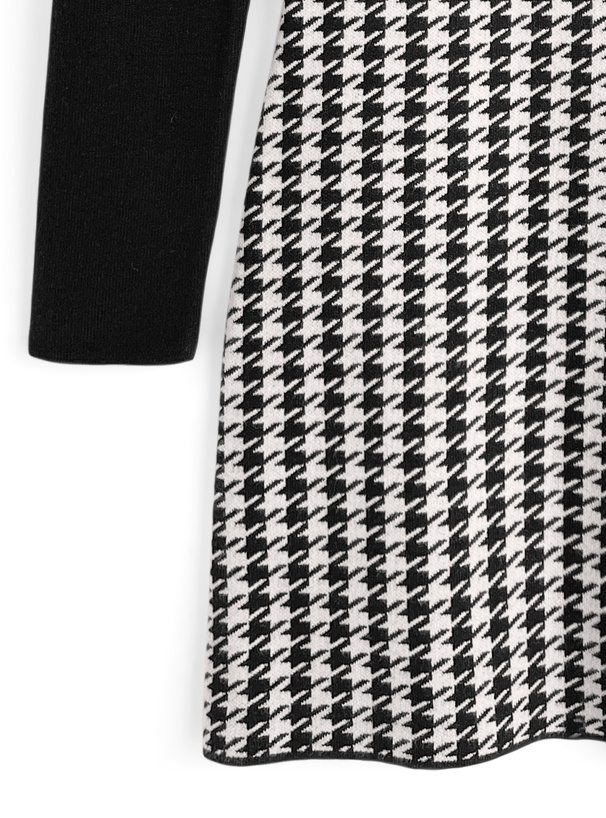 千鳥柄オフショルダーリボンミニワンピース