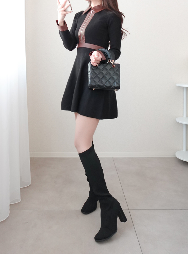 レザーフレアミニワンピース[tu1717] | レディースファッション通販の