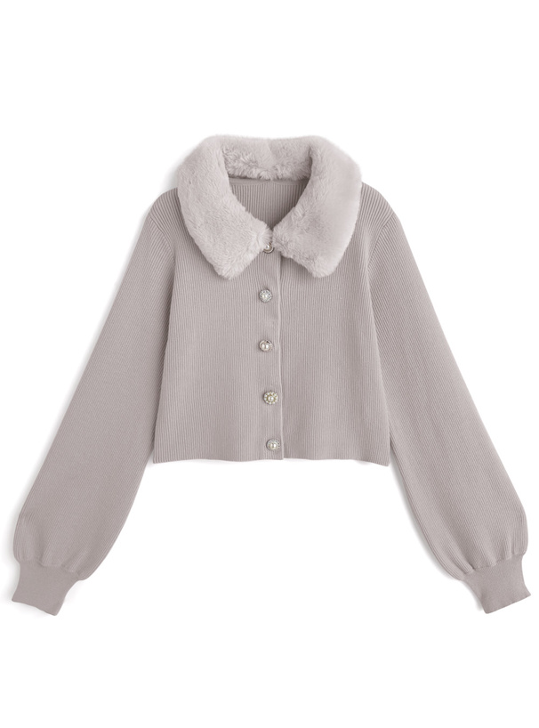 ファーティペット付きアソートボタンカーディガン