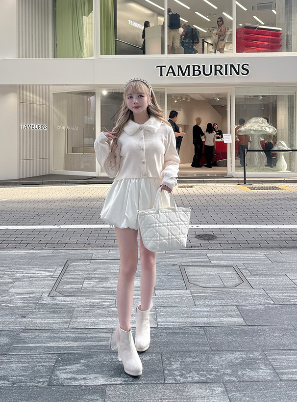 ファーティペット付きアソートボタンカーディガン