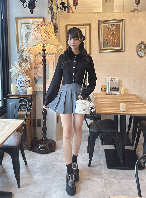 ファーティペット付きアソートボタンカーディガン