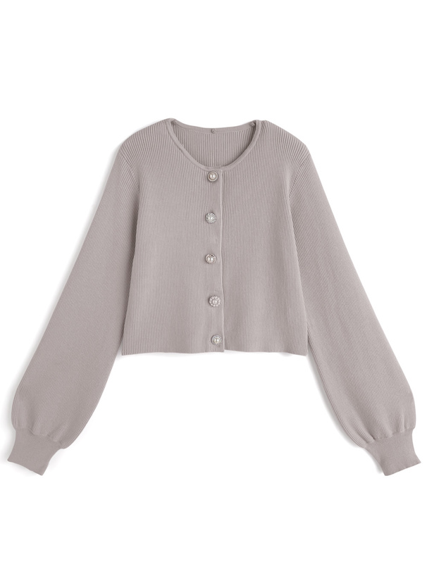 ファーティペット付きアソートボタンカーディガン