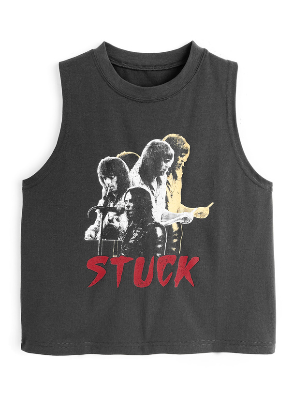 バンドプリントノースリーブトップス