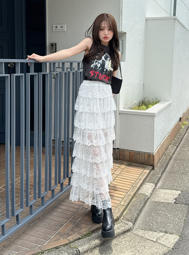 バンドプリントノースリーブトップス
