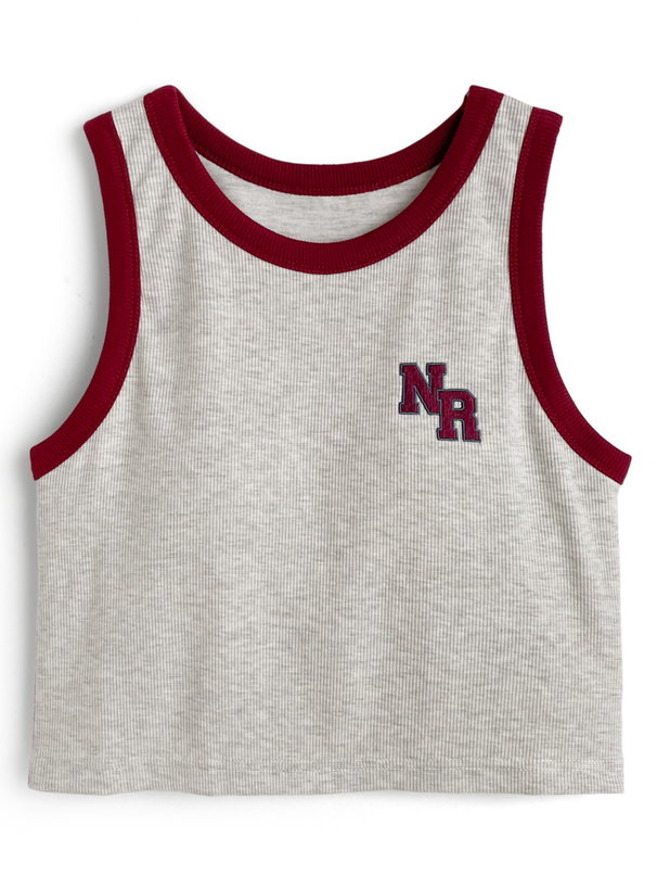 カップ付きロゴ刺繍配色ショート丈タンクトップ