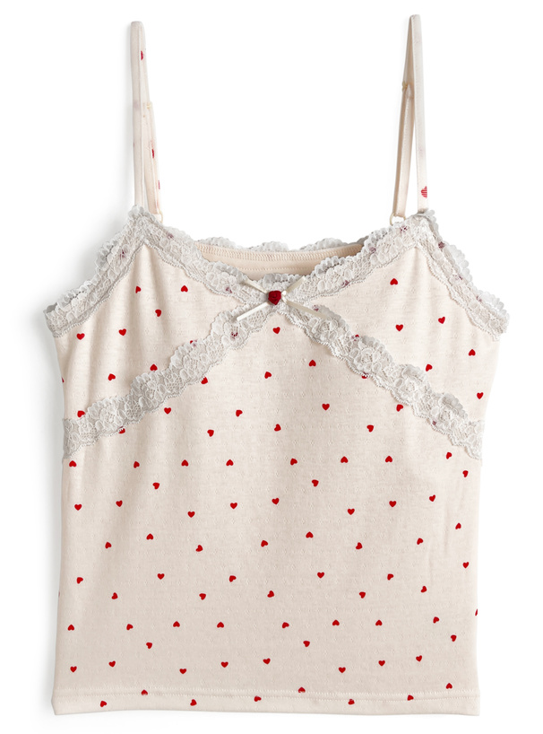 カップ付ハート柄レースキャミソール[tu1730]