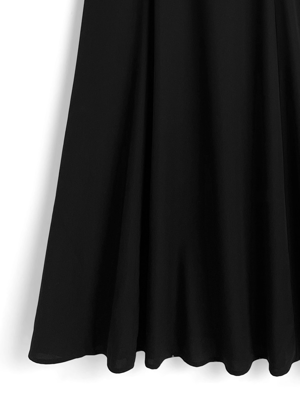 オーガンジーフリル切替フレアワンピース