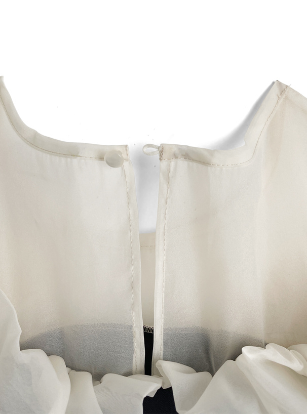 オーガンジーフリル切替フレアワンピース