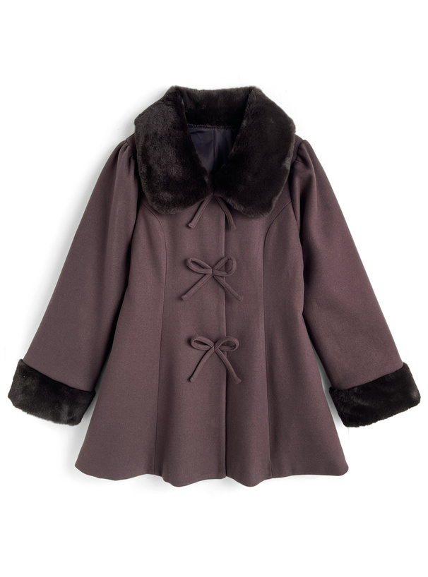 ファーリボンフェイクウールコート[tu1748]