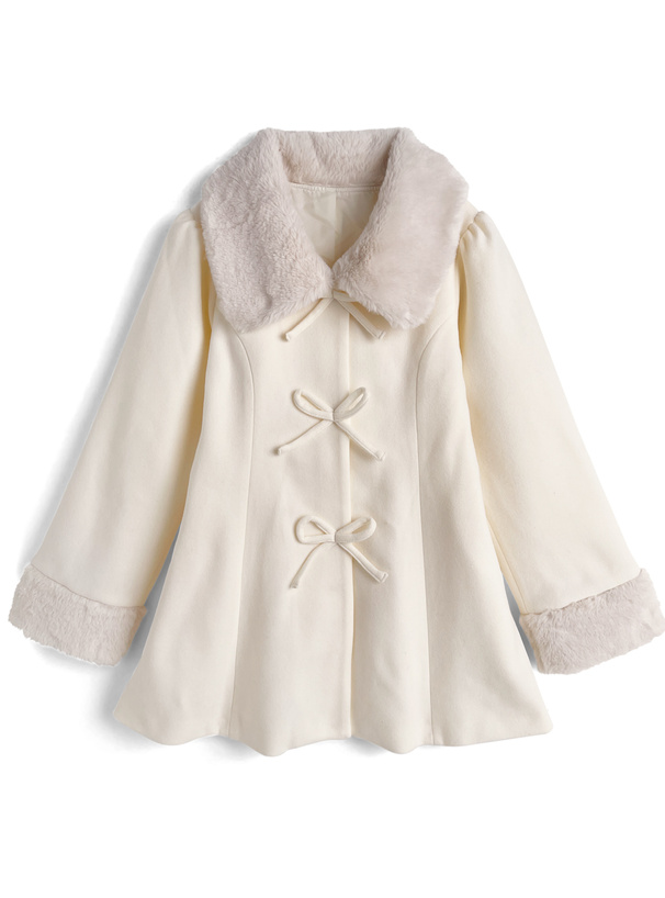 ファーリボンフェイクウールコート