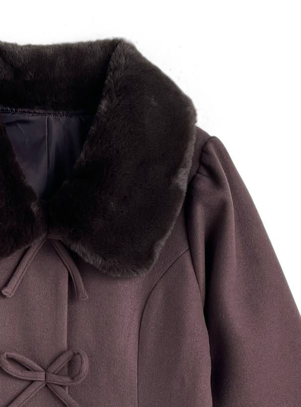 ファーリボンフェイクウールコート