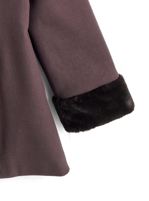 ファーリボンフェイクウールコート