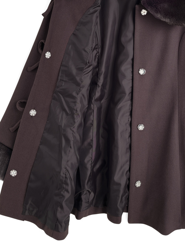 ファーリボンフェイクウールコート