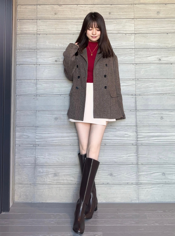 ヘリンボーン柄ダブルボタンジャケット[tu1751] | レディース