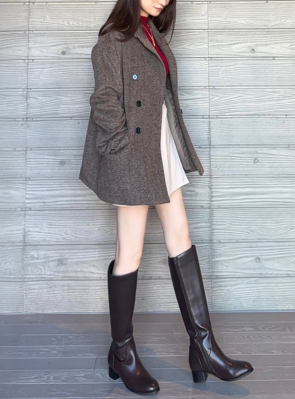 ヘリンボーン柄ダブルボタンジャケット[tu1751] | レディース