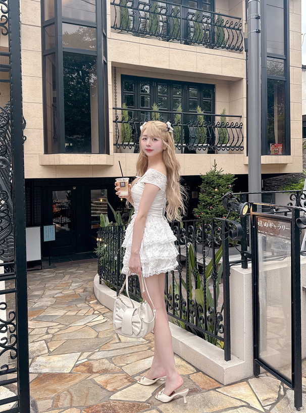 オフショルダー花柄レースリボントップス[tu1753] | レディース