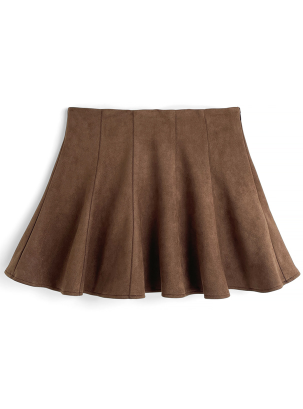 インパン裏地付スエードフレアミニスカート[tu1755]