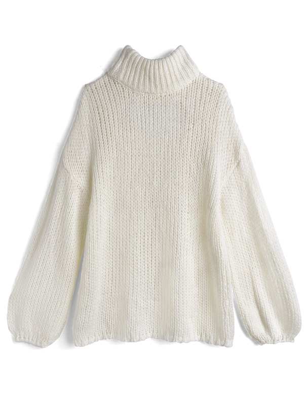 デコルテオープンタートルネックリボンニットトップス[tu1763