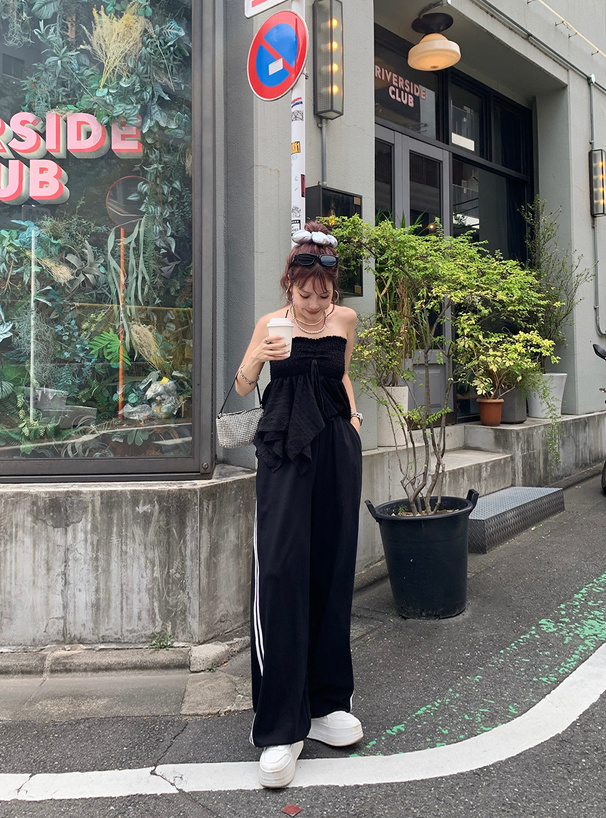 サイドラインドロストスウェットカーブパンツ