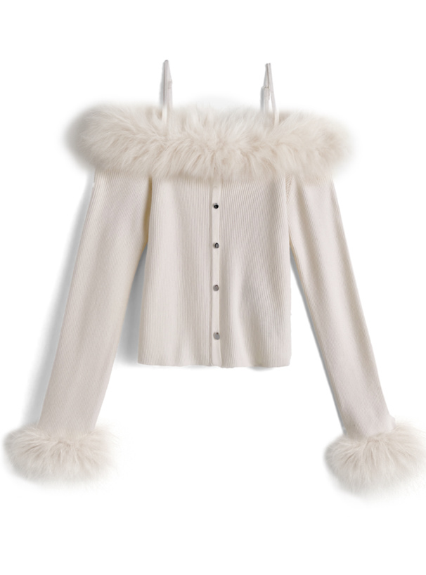 ファーオフショルダーニットトップス[tu1774] | レディース