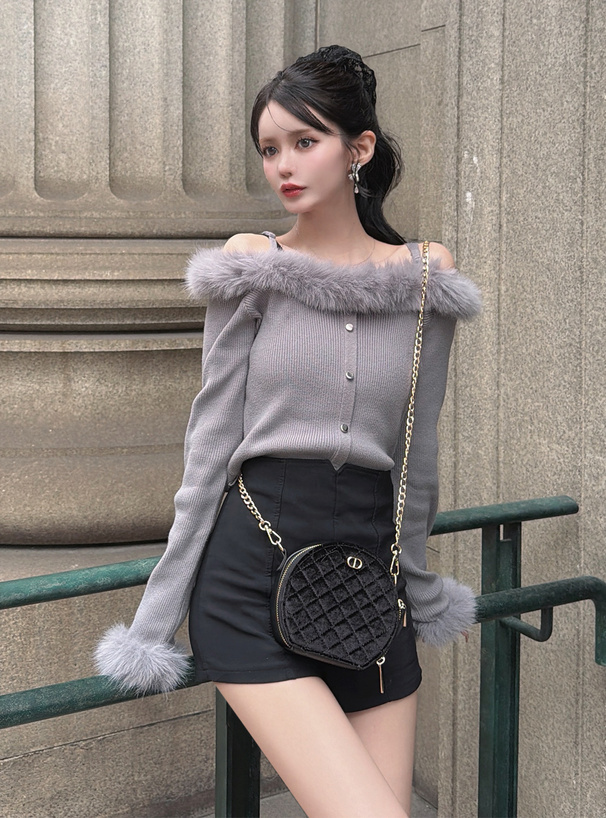 ファーオフショルダーニットトップス[tu1774] | レディース