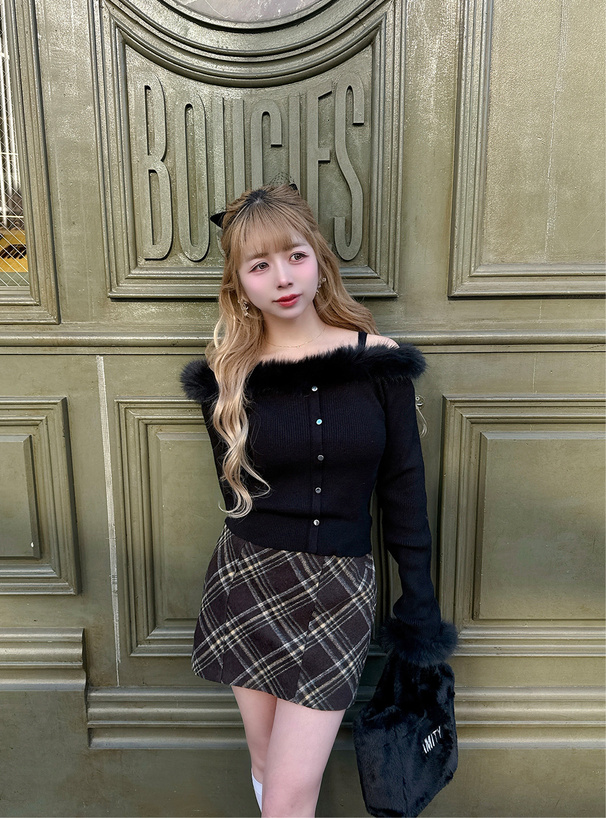 ファーオフショルダーニットトップス[tu1774] | レディース