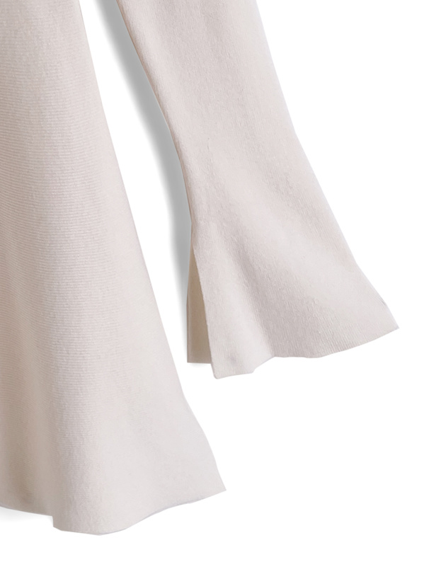 パールストラップ付きファーオフショルダーニットワンピース