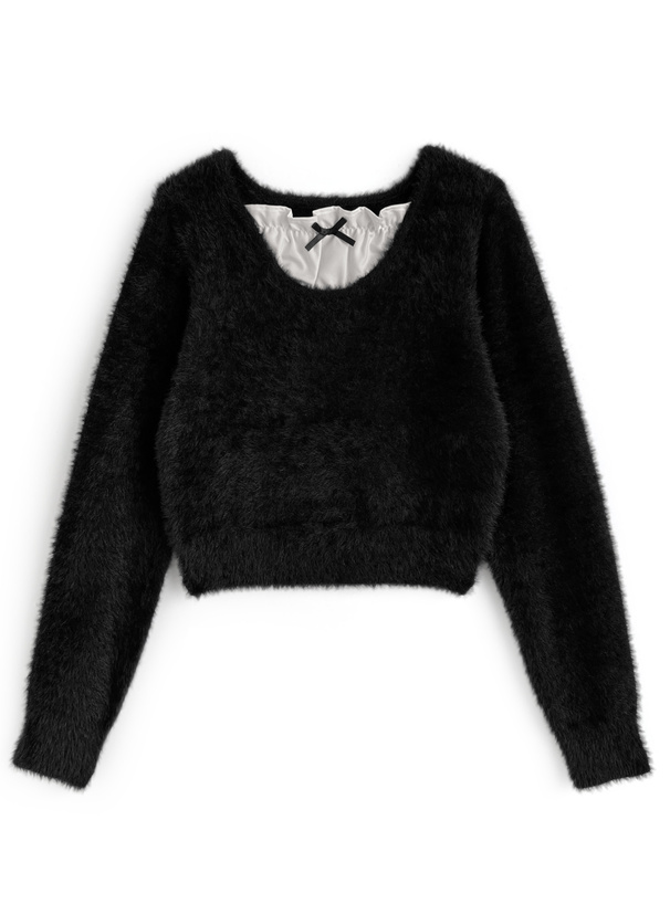 レイヤード風シャギーニットトップス