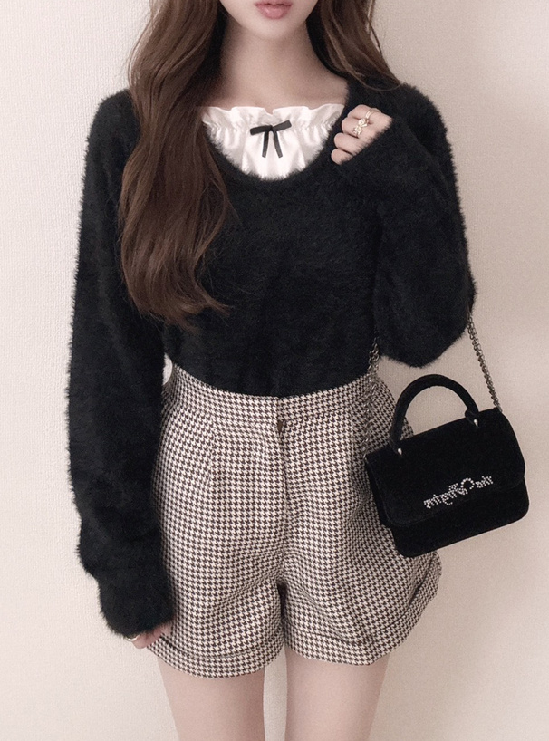 レイヤード風シャギーニットトップス