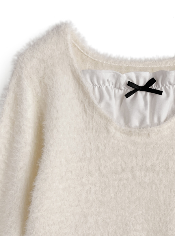 レイヤード風シャギーニットトップス