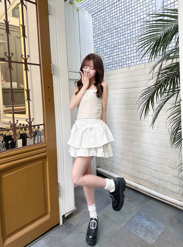 サテンリボンレースキャミソール