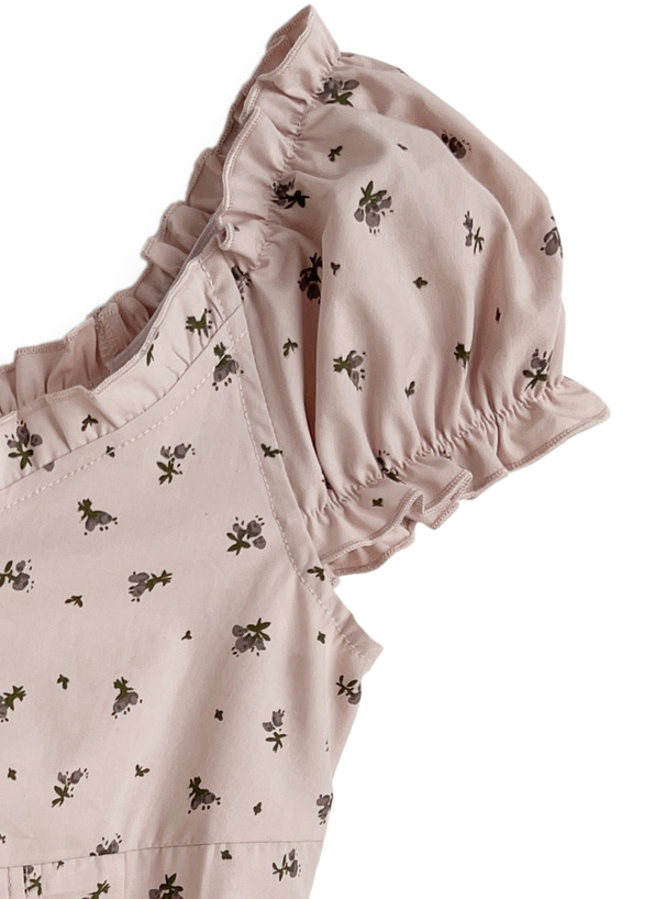 小花柄タックフリルトップス