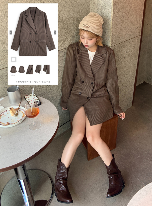 千鳥柄ダブルテーラードジャケット[tu1794] | レディース