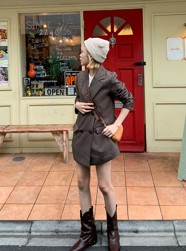 千鳥柄ダブルテーラードジャケット[tu1794] | レディース