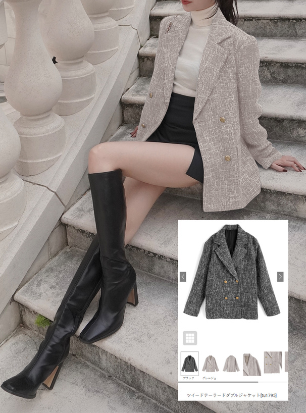 ツイードテーラードダブルジャケット[tu1795] | レディース