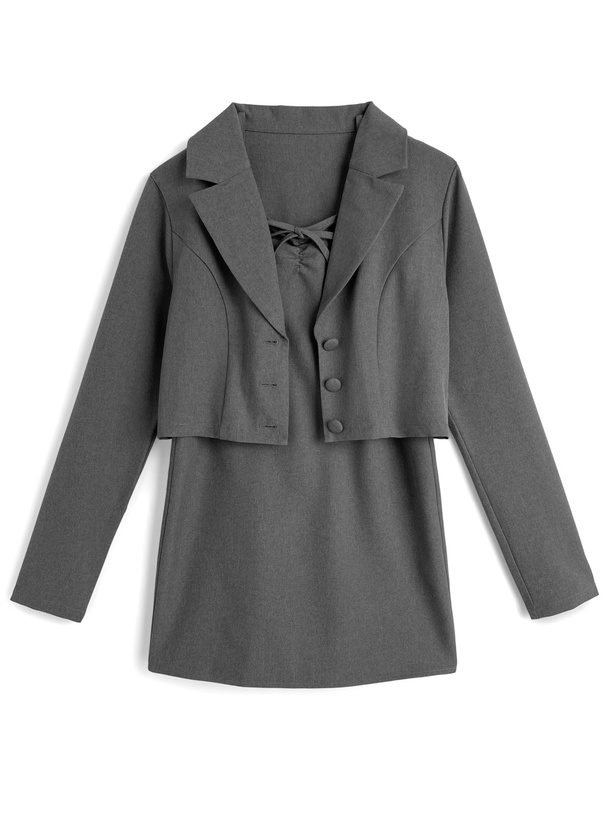 ジャケット×キャミソールミニワンピースセットアップ