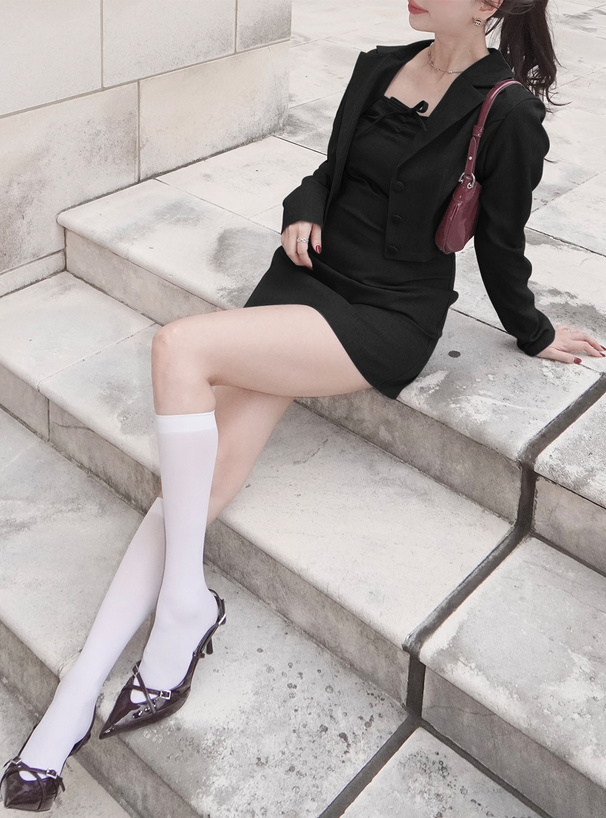 ジャケット×キャミソールミニワンピースセットアップ