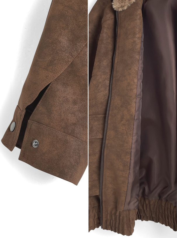 ファーティペット付きレザージャケット