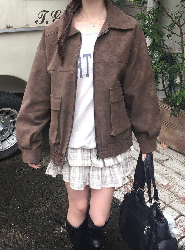 ファーティペット付きレザージャケット