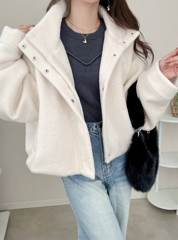 ハイネックシャギーブルゾン[tu1807] | レディースファッション通販の