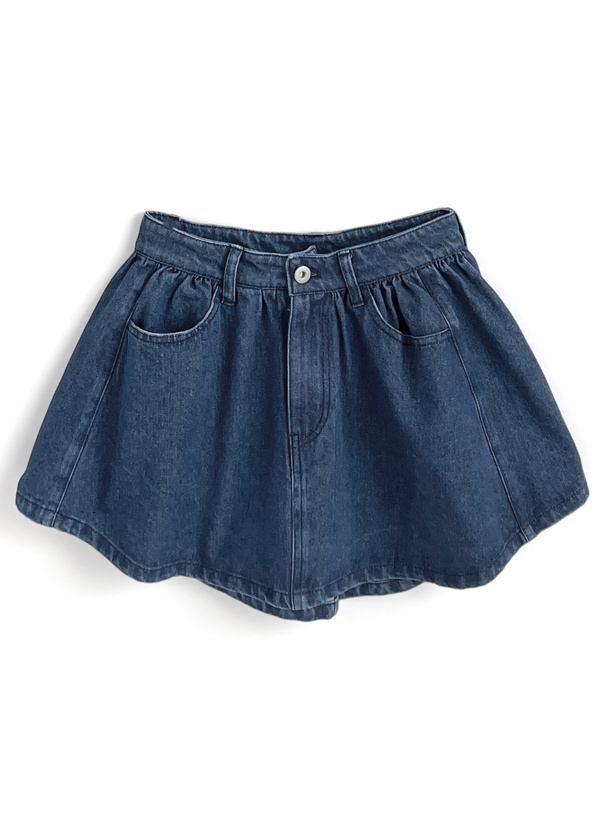 デニムシャツ×ミニスカートセットアップ