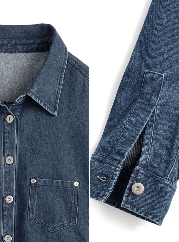 デニムシャツ×ミニスカートセットアップ