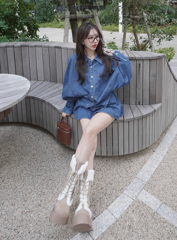 デニムシャツ×ミニスカートセットアップ[tu1808] | レディース