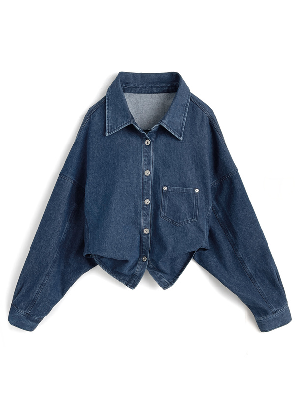 デニムシャツ×ミニスカートセットアップ