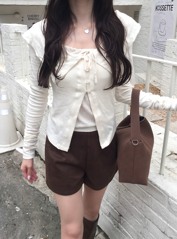 スエードハイウエストショートパンツ