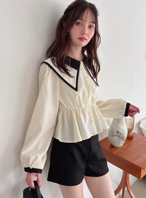 スエードハイウエストショートパンツ